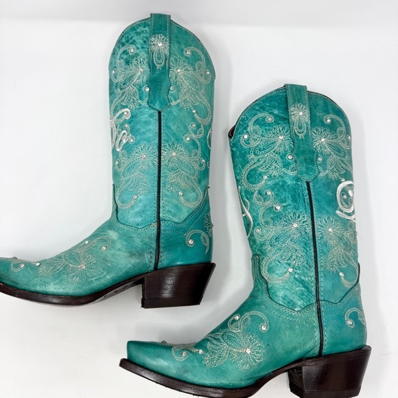 Cowboy Pro I Do Women's Wedding Turquoise Embroidered Western Boots - Picture 9 of 16